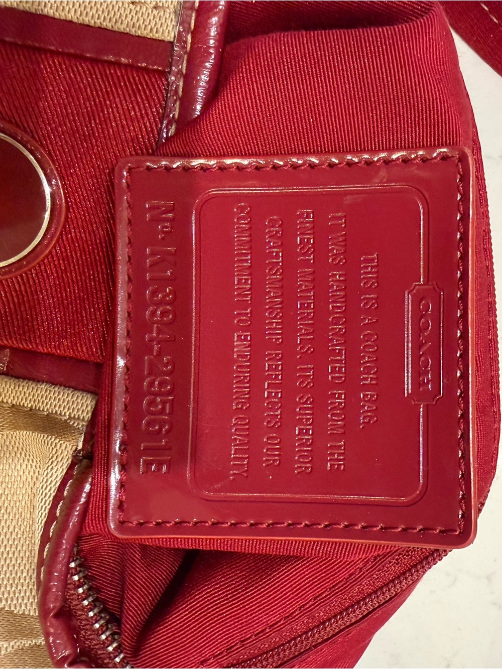 Coach Beige Signature Canvas Crossbody with Red Leather Stripe - Picture 6 of 9